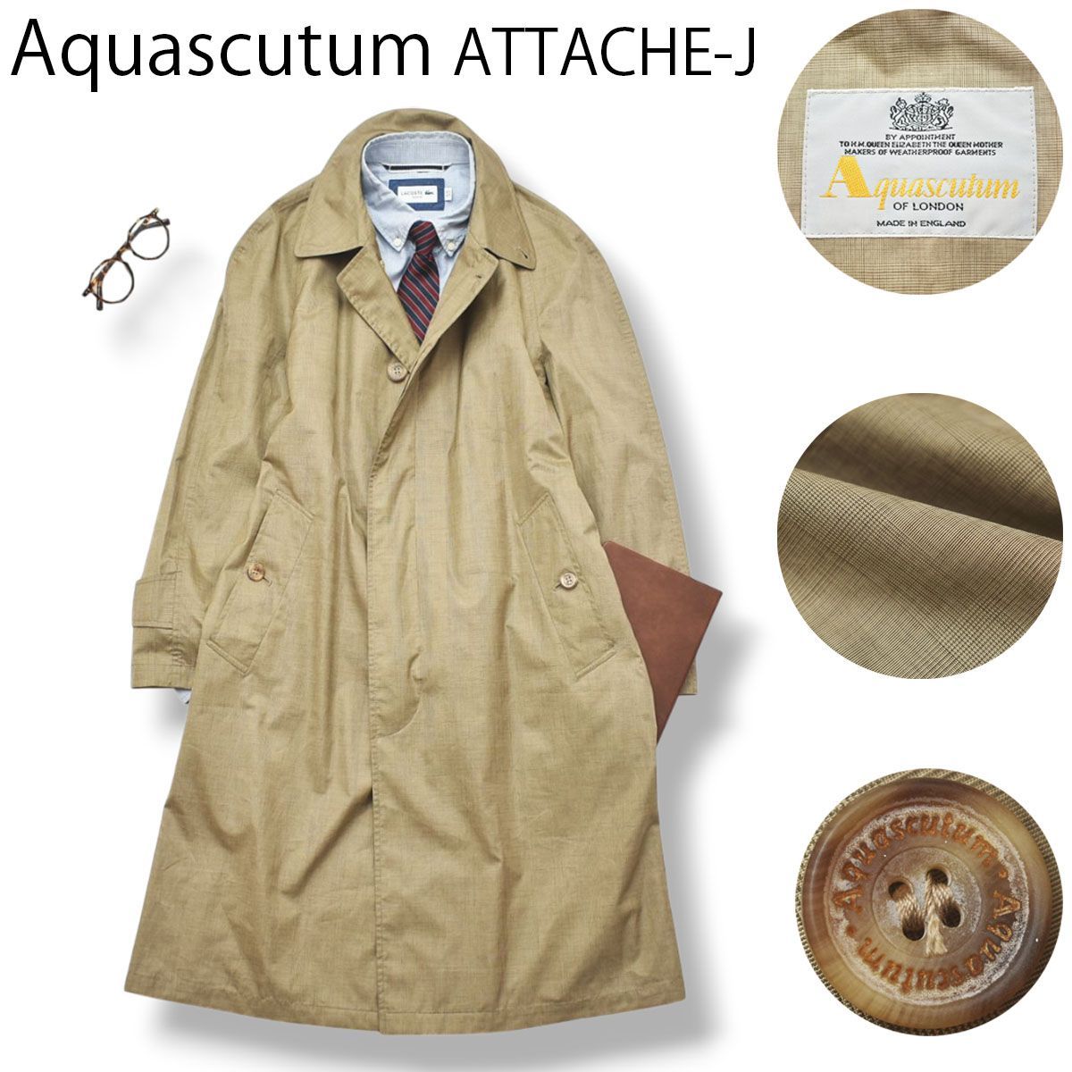 ステンカラーコート Aquascutum 英国製 AQUASCUTUM × ロング アクア 