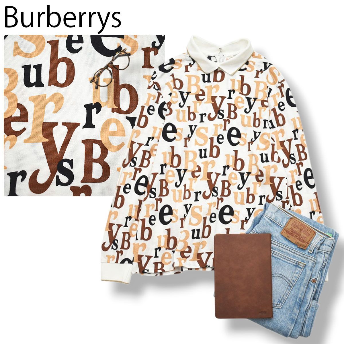 90s ヴィンテージ 日本製 バーバリー Burberrys 長袖 ポロシャツ 