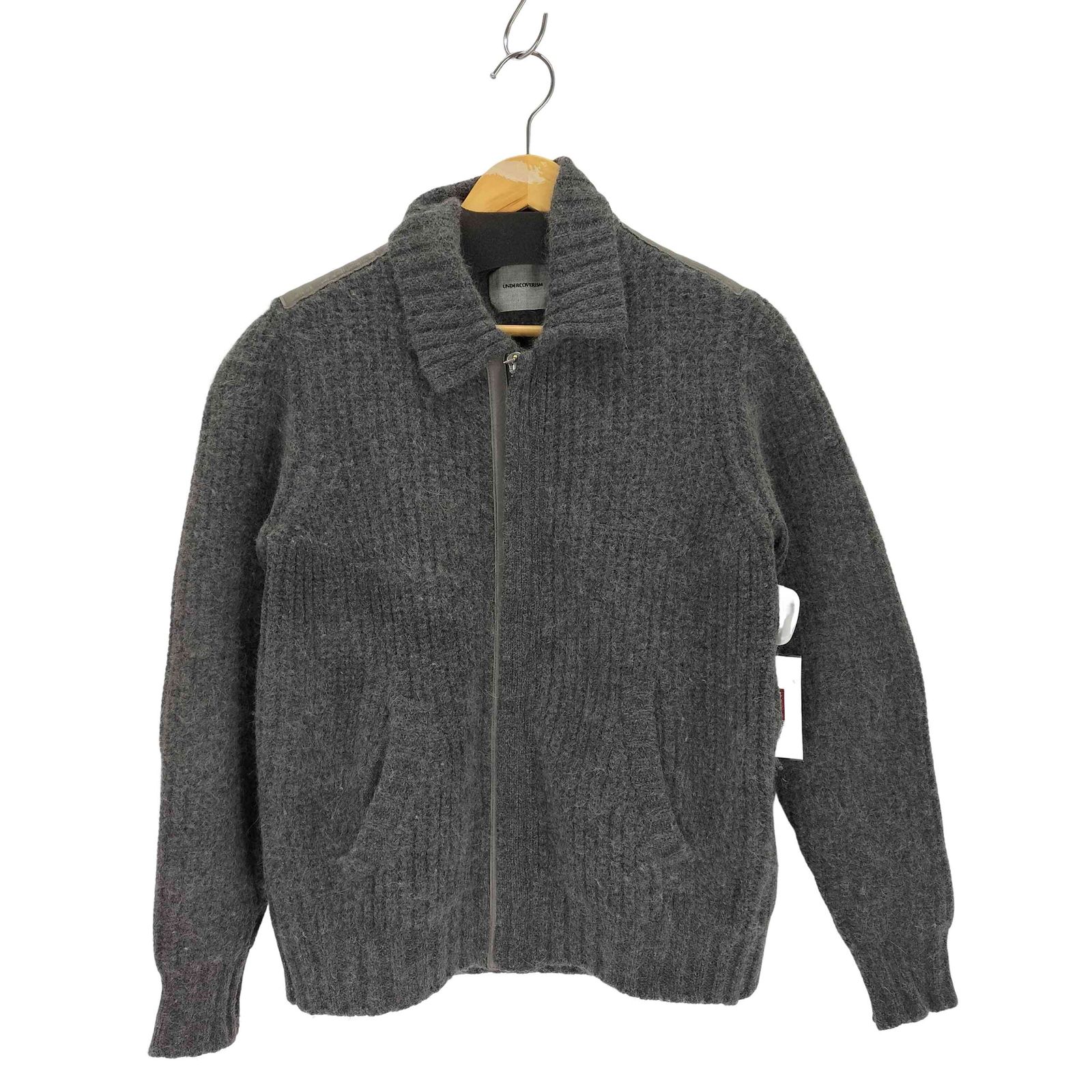 アンダーカバーイズム UNDERCOVERISM  アンゴラ混 レザー切替ニットカーディガン メンズ JPN：2 