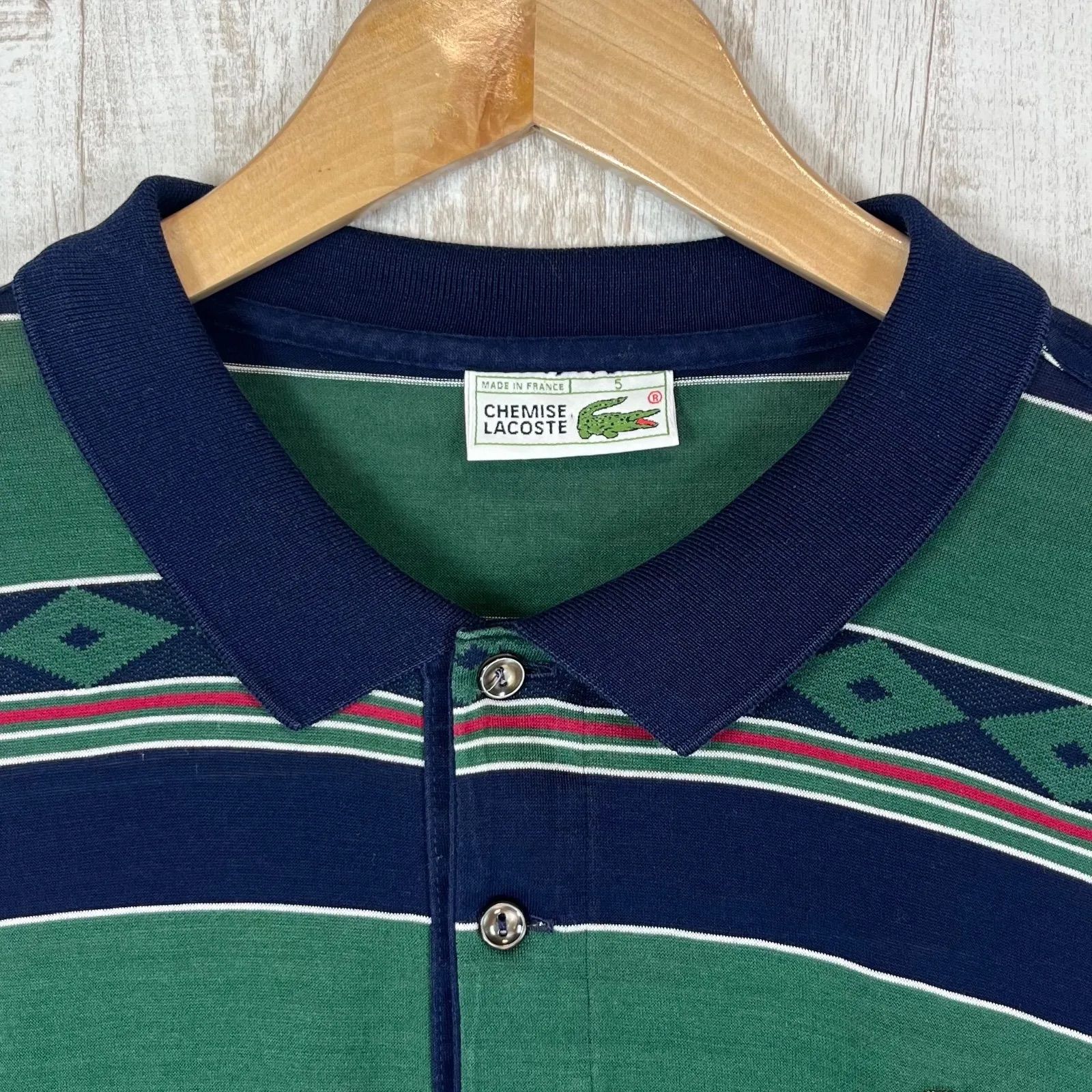 70s CHEMISE LACOSTE フランス製 ヴィンテージ ラコステ ワニロゴ刺繍 