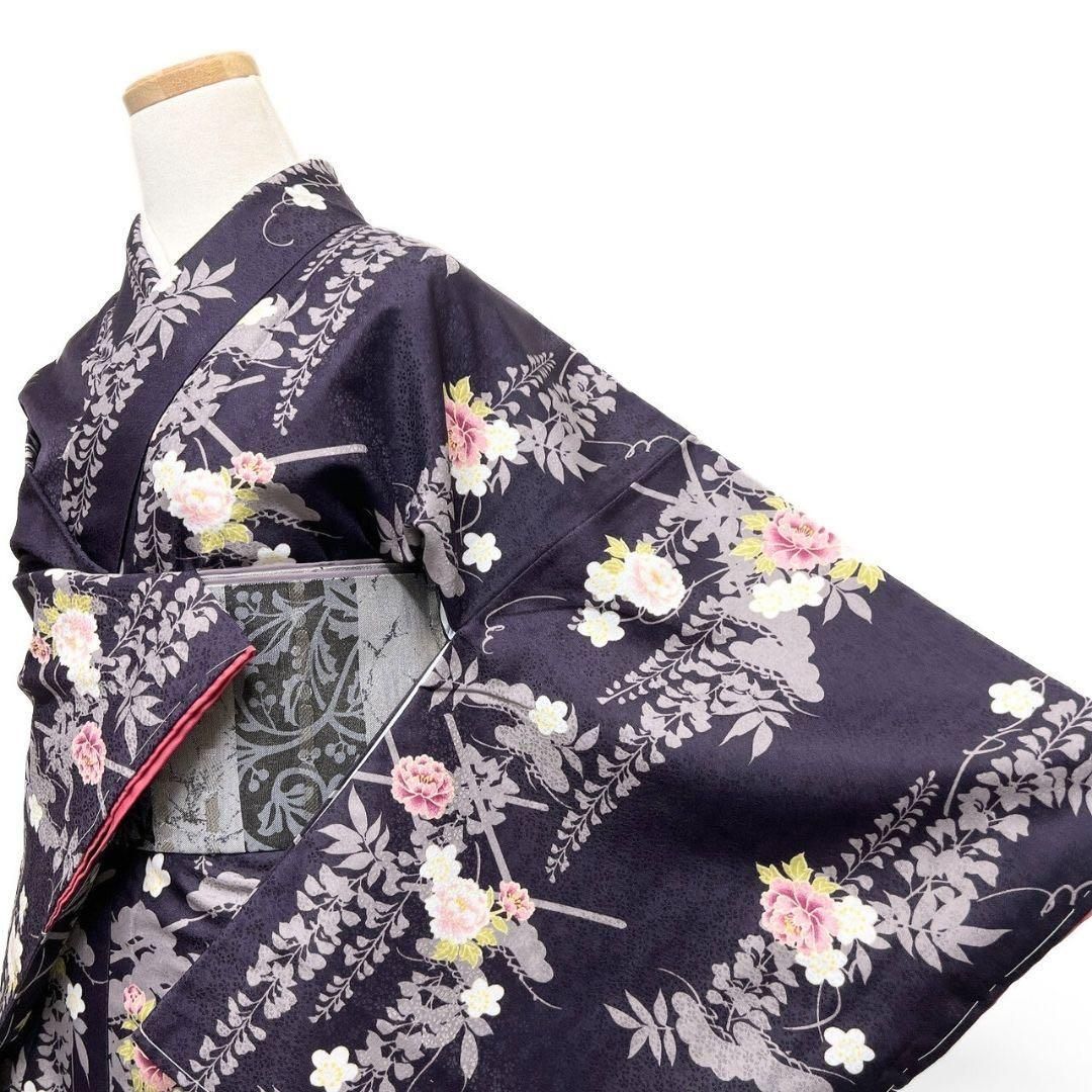 未着用 洗える着物 小紋 藤の花 牡丹 小花地紋 着物 016b p - メルカリ