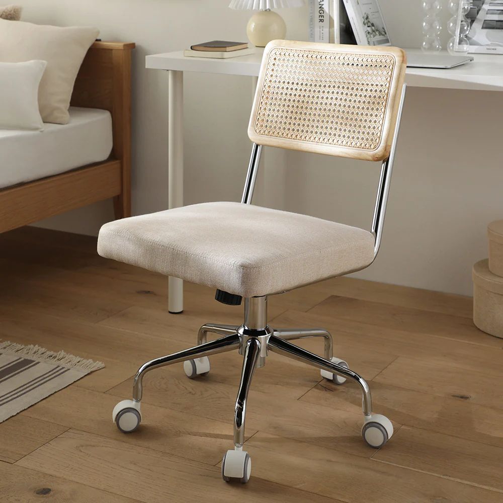 座ったら動きたくないラタンチェア おしゃれすぎるワークチェア ロッキング機能付き 高さ調整 ひじ掛け無し