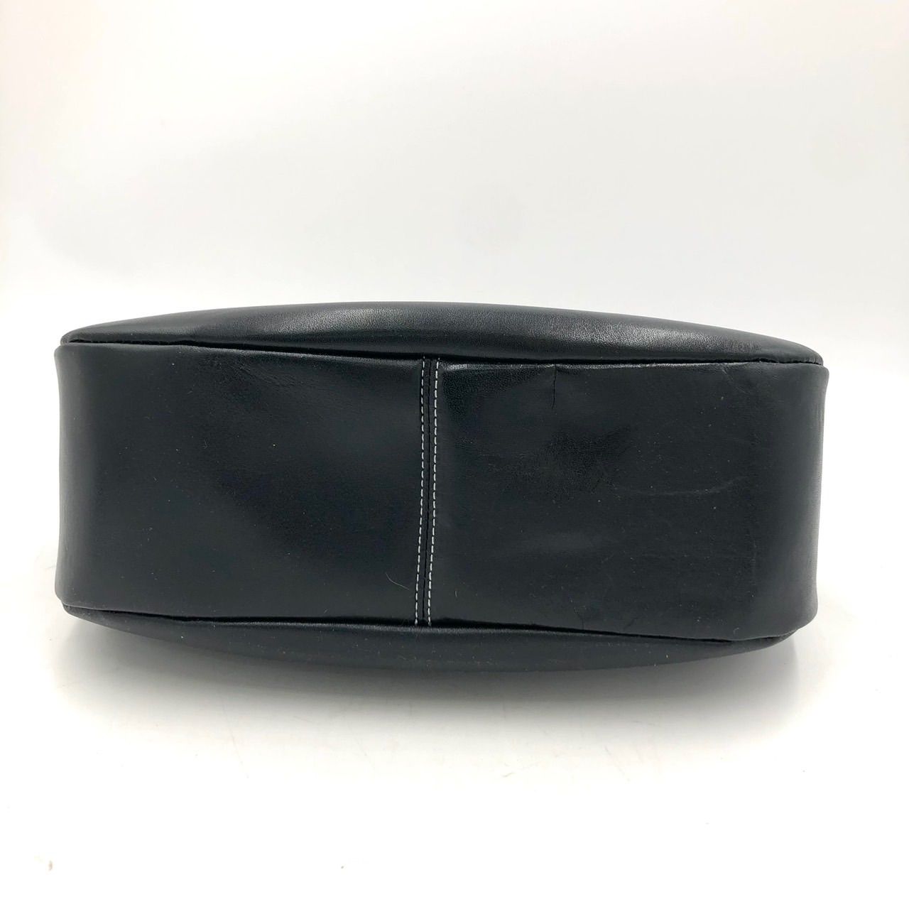 美品 キタムラ Kitamura ハンドバッグ レザー 黒 ネイビー Kロゴ 