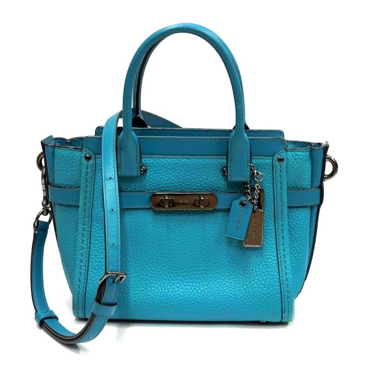 コーチ COACH スワッガー 2WAY ショルダーバッグ ハンドバッグ ブルー 
