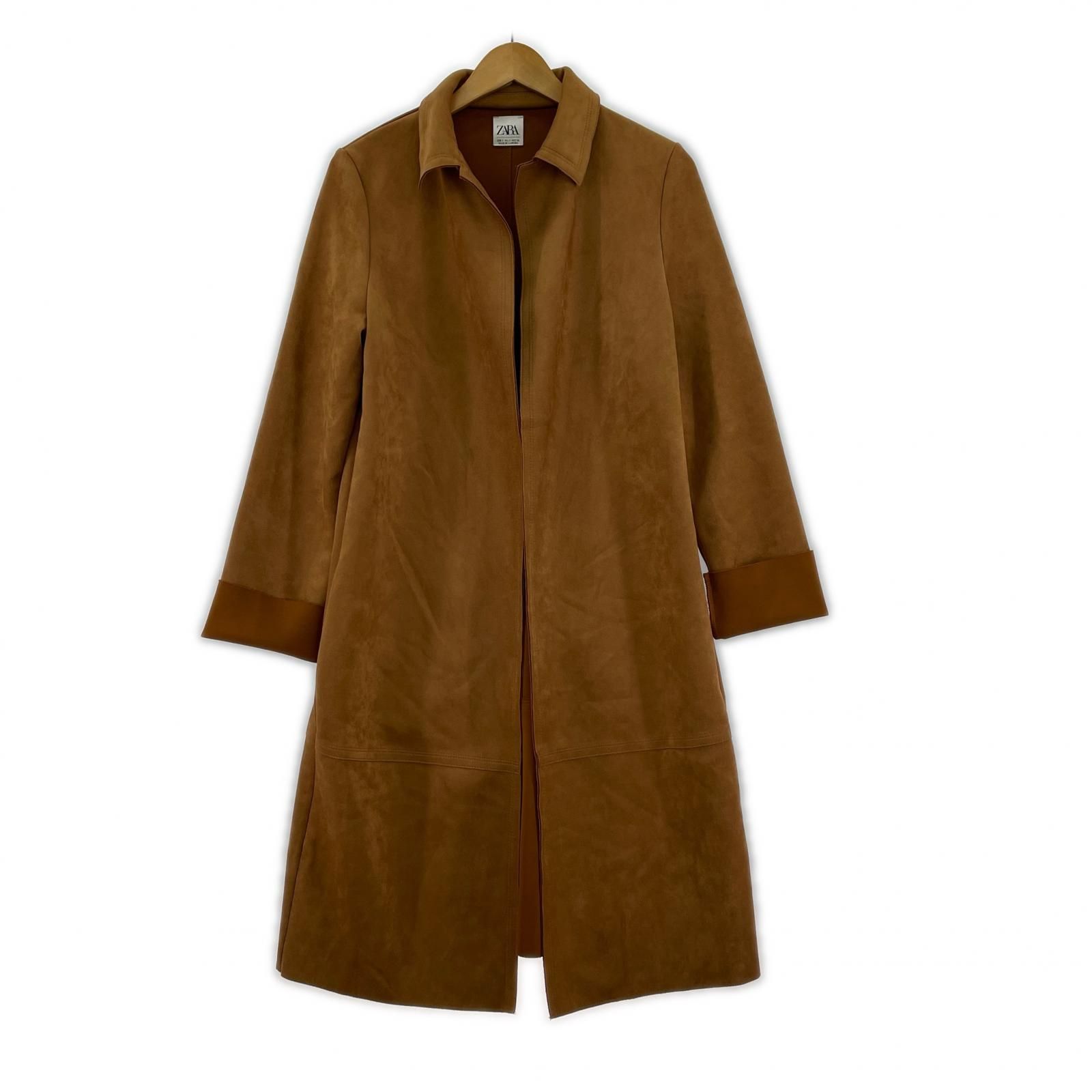 ZARA ザラ ベロア ロングガウンコート sizeEUR S/キャメル - メルカリ