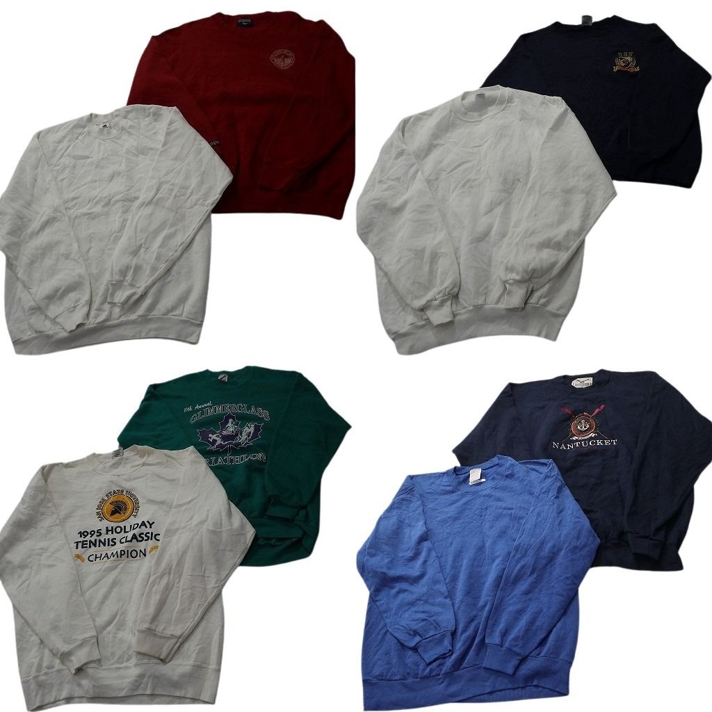古着卸 まとめ売り カレッジ風 スウェット 8枚セット (メンズ L /XL ) デラウェア大学 ネブラスカ大学 チームロゴ 中古 古着 NB1047 古着卸 まとめ売り チャンピオン Champion スウェット 8枚セット
