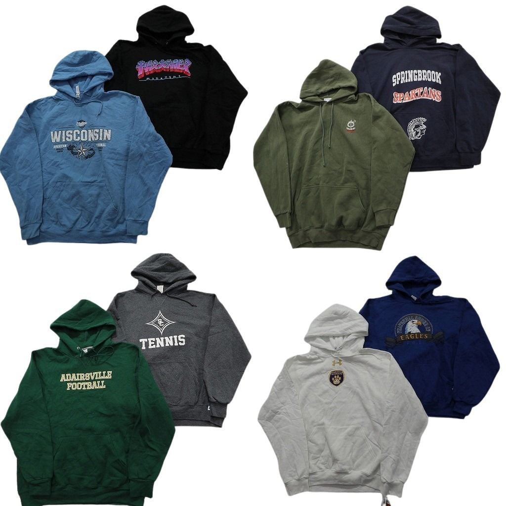 古着卸 まとめ売り カラー パーカー スウェット 8枚セット (メンズ L