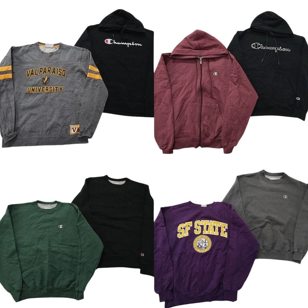 古着卸 まとめ売り カレッジ風 スウェット 8枚セット (メンズ L /XL ) デラウェア大学 ネブラスカ大学 チームロゴ 中古 古着 NB1047 古着卸 まとめ売り チャンピオン Champion スウェット 8枚セット