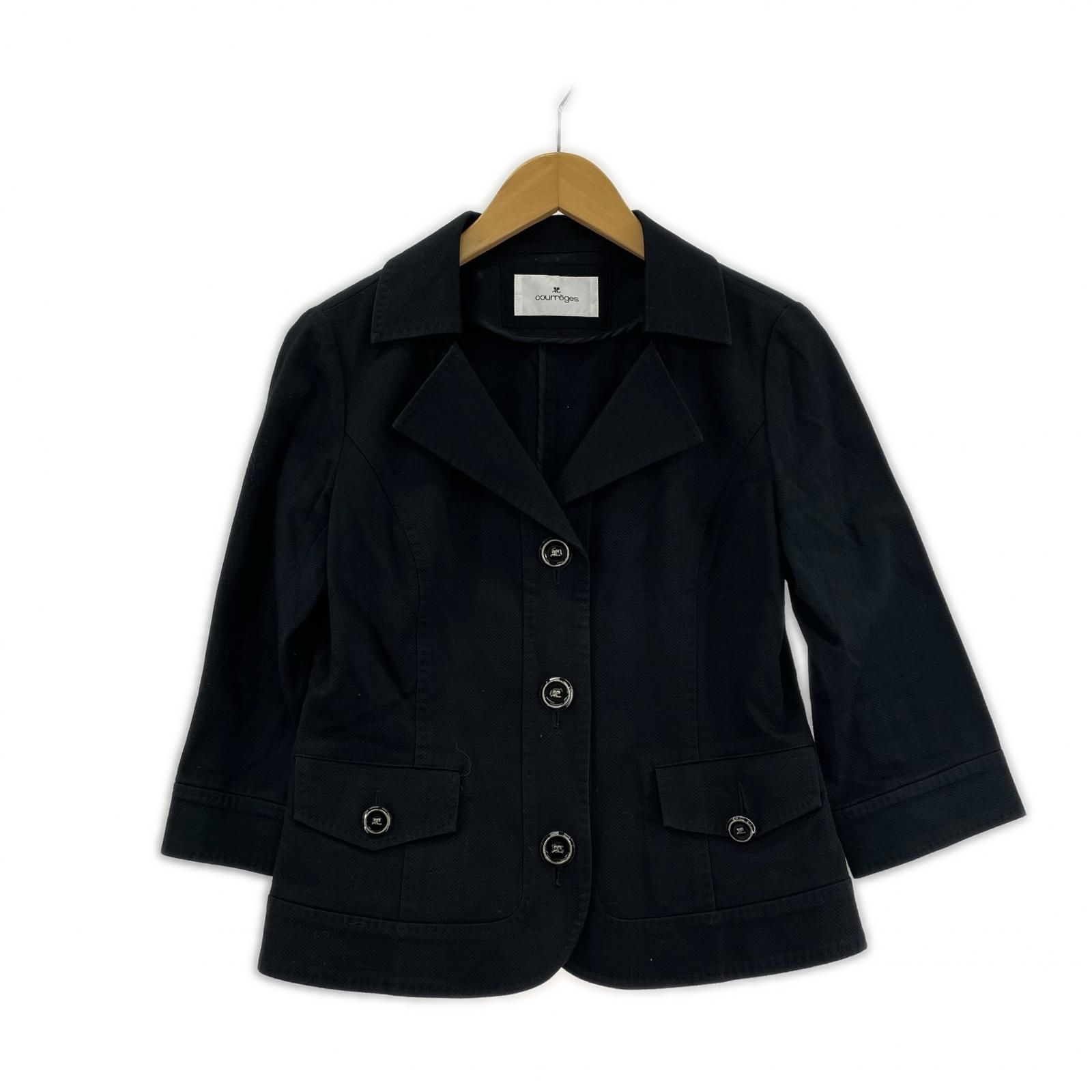 courreges クレージュ 7分袖ジャケット size38/ブラック - メルカリ
