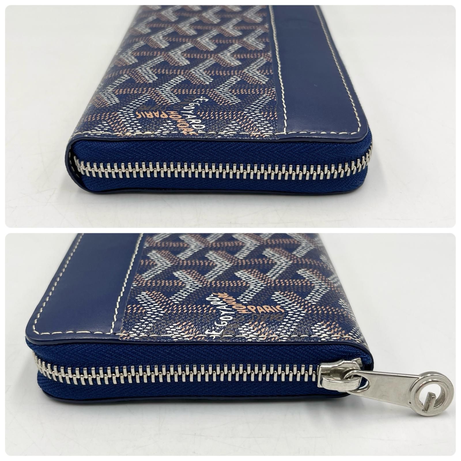 ゴヤール GOYARD 長財布 マティニョンGM レザー ネイビーブルー系