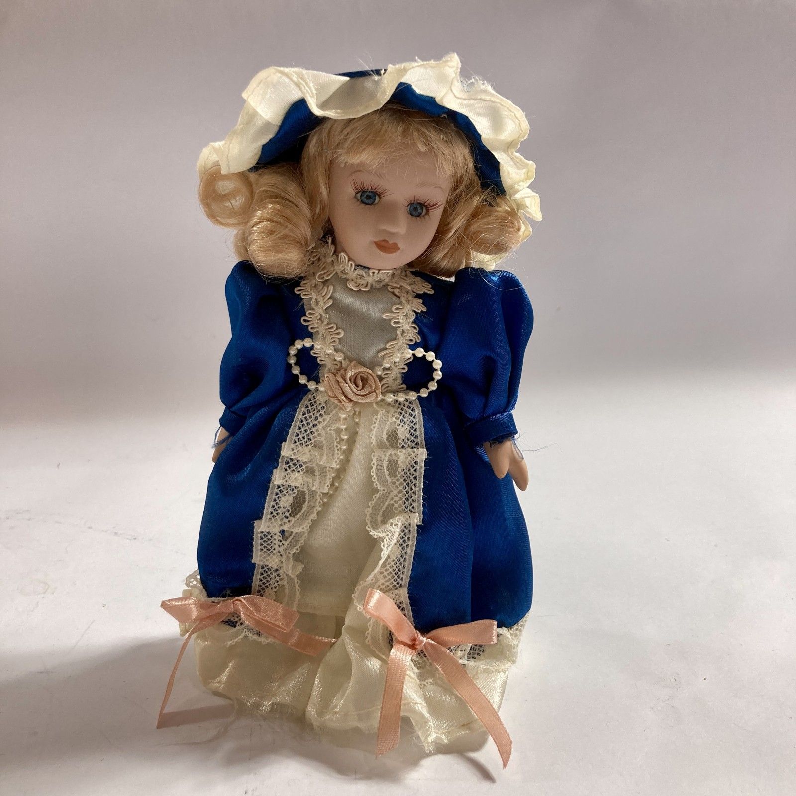 ☆ ビスクドール フランス人形 ハンドメイド アンティーク 青いドレス