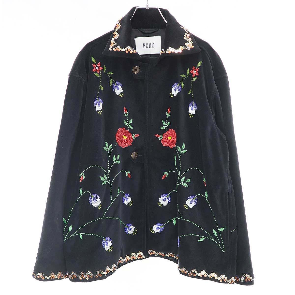 BODE NY ボーディー Garden Vine Jacket スパンコールビーズデザインジャケット  ブラック S/M Vine Garden Jacket BODE Bode DONKEY Black jacket wool bead