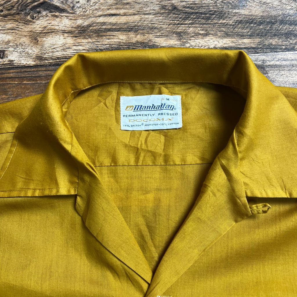 60s Manhattan 開襟シャツ オープンカラーシャツ DOCOMA マスタード M