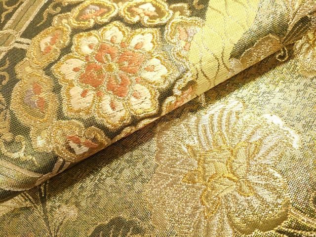 平和屋着物◎六通柄 本袋帯 更紗花文 純金箔 正絹 逸品 AAAV9351sg