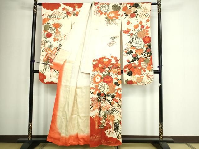 平和屋着物□豪華振袖 駒刺繍 枝花文 金彩 正絹 逸品 DABD3212sf