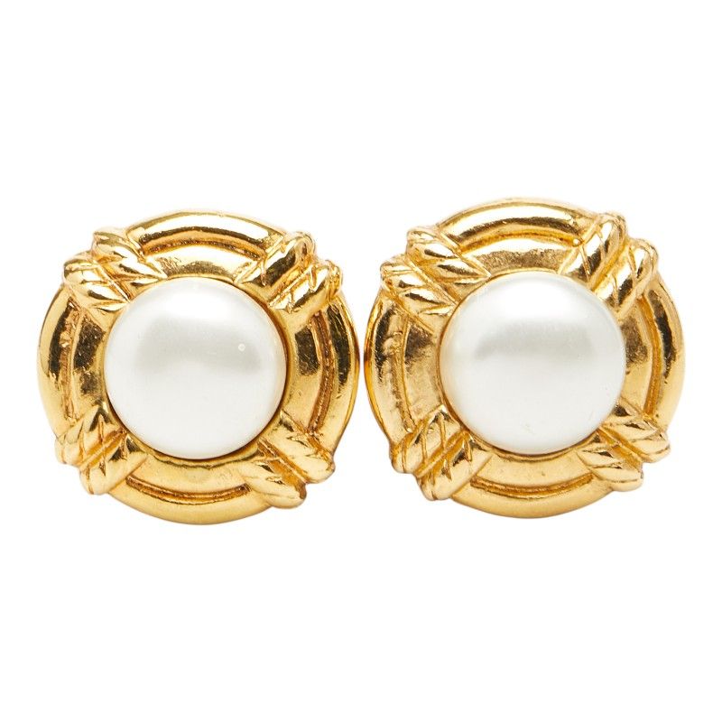 CHANEL (シャネル) ヴィンテージパールネックレス ゴールド E08 CHANEL ヴィンテージ ゴールド パール イヤリング　220 ゴールドカラー