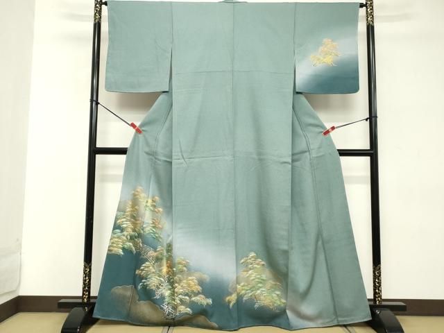 平和屋着物□訪問着 渡橋風景文 暈し染め 金銀彩 正絹 逸品 未使用
