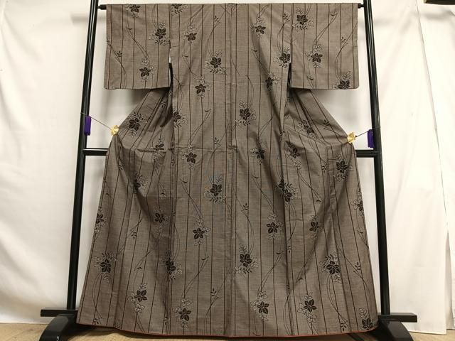 平和屋着物○本場大島紬 枝花文 正絹 逸品 カタス9マルキ 9マルキ 泥
