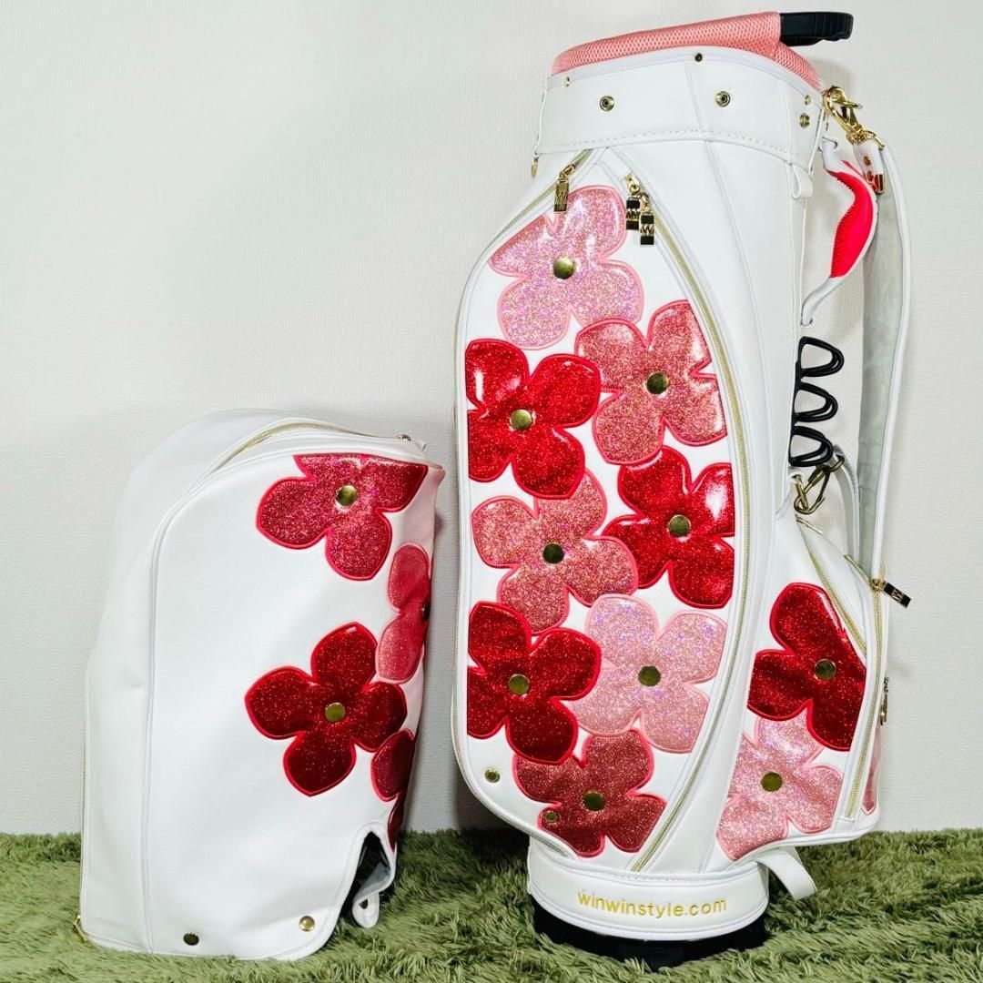 win win style ピンク 花柄 ゴルフバッグ　ウィンウィンスタイル win win style ピンク 花柄 ゴルフバッグ ウィンウィンスタイル win