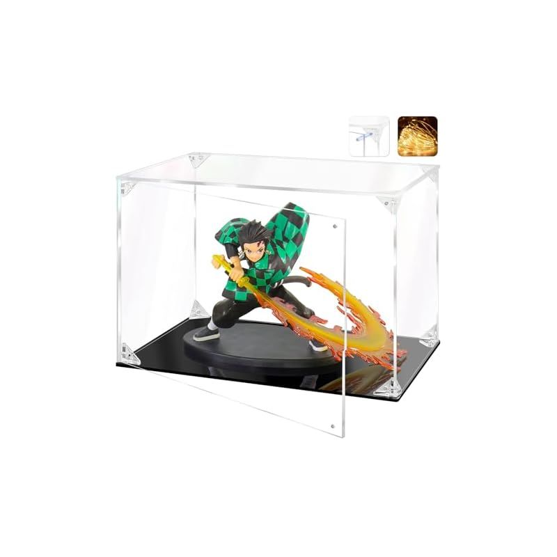 【新品】 OTAKU フィギュアケース UVカット アクリルケース マグネット付き前扉 ディスプレイケース 組み立て式 コレクションケース フィギュア収納用 防塵/手袋/クリーニングクロス付き(台座黒、幅30×奥行20×高さ20cm) 0