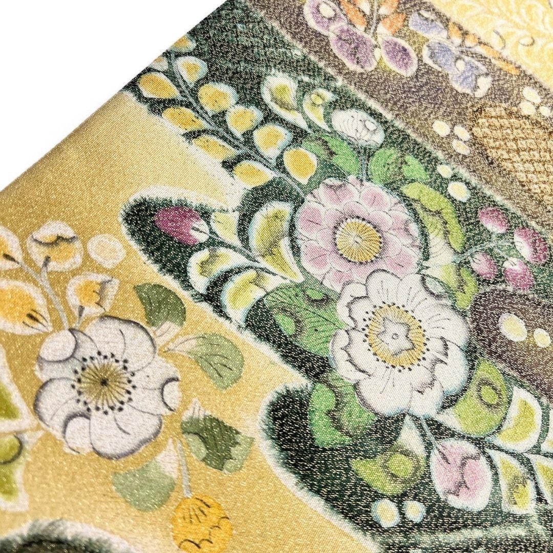 レディース 金通し 袋帯 作家もの 霞 辻ヶ花 藤の花 着物 022b p