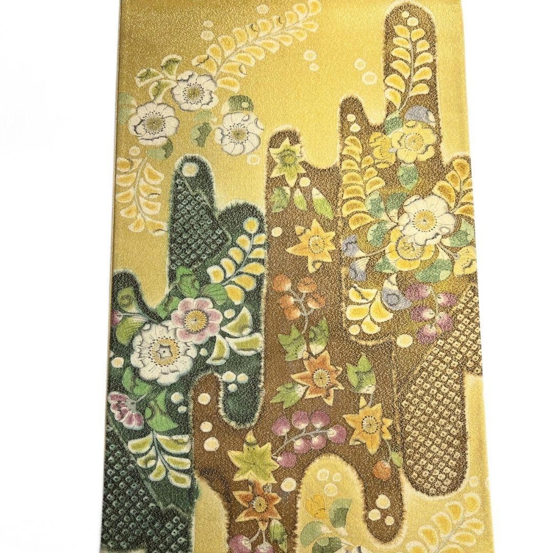 レディース 金通し 袋帯 作家もの 霞 辻ヶ花 藤の花 着物 022b p