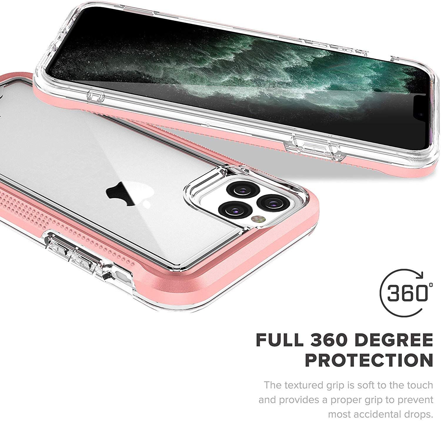 【 ZIZO 】 iPhone 11 Pro Max (2019)(6.5インチ) ケース カバー 耐衝撃 衝撃吸収 米軍MIL規格 強化ガラス保護フィルム付属 ハイブリッド (ポリカ [ローズ・ゴールド / クリアー] [iPhone 11 Pro Max]