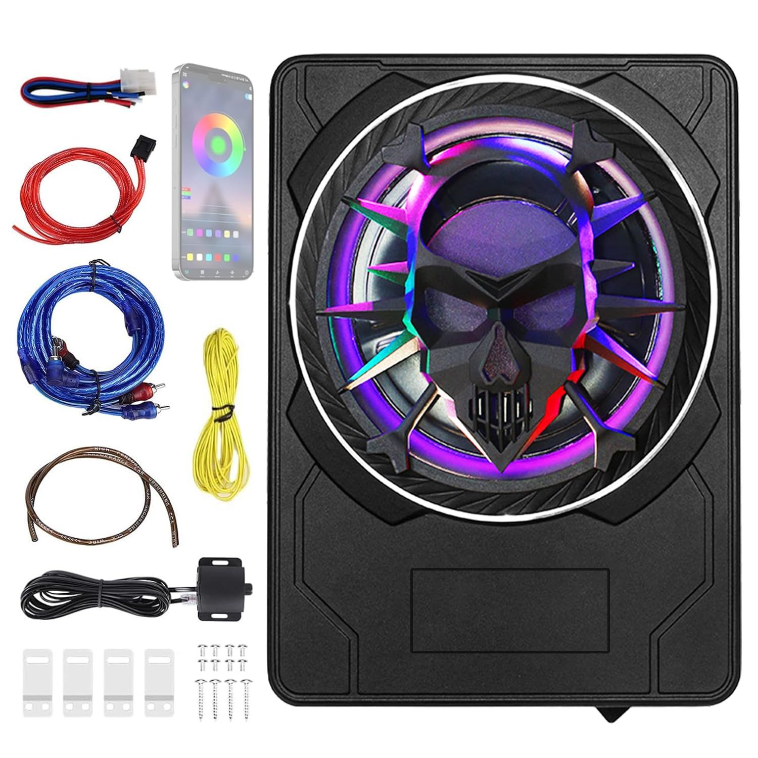 10インチ 800W サブウーファー 車 超薄型 アンダーシート アクティブ 