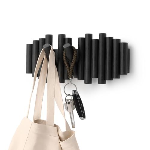 新品 umbra 壁掛けフック 5連 収納 ウォールフック 壁付け インテリア 耐荷重 10kg Picket ブラック 21011471040 W38×D4×H17cm