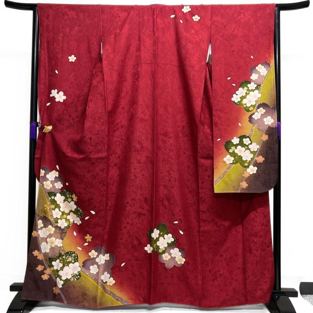 着物 金駒刺繍 振袖 身丈167 裄67 桜花模様 花影 正絹 着物 022b p