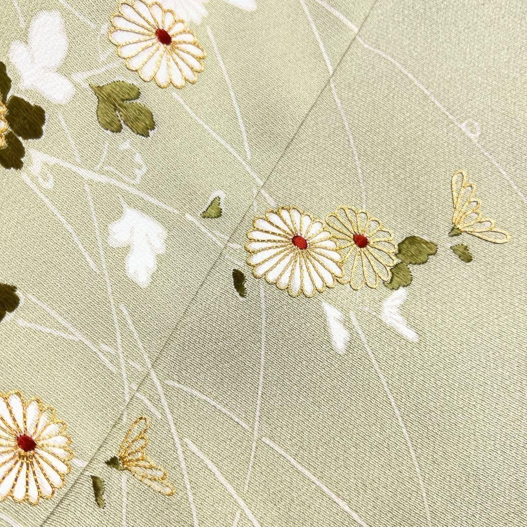 刺繍　金駒刺繍　付け下げ　身丈154　裄63　菊花　桔梗　着物　023b p 刺繍 金駒刺繍 付け下げ 身丈154 裄63 菊花 桔梗 着物 023b p - メルカリ