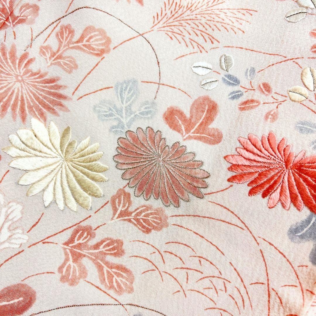刺繍 身丈159 裄65 菊花 萩 桔梗 正絹 着物 023b p - メルカリ