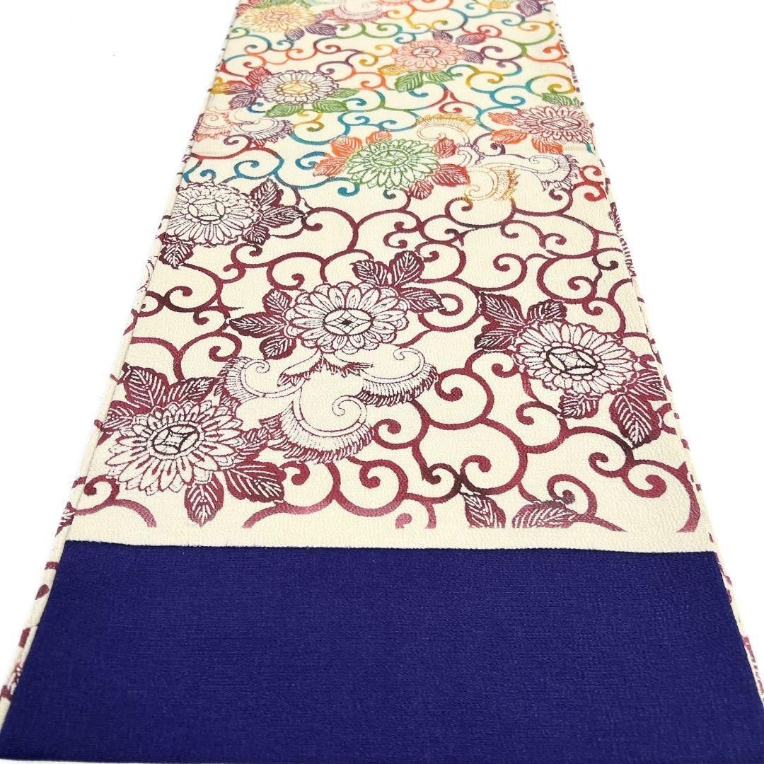 レディース 全通 開き名古屋帯 型染め 唐草 菊花 菱模様 着物 023b p