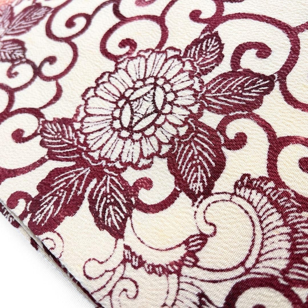 レディース 全通 開き名古屋帯 型染め 唐草 菊花 菱模様 着物 023b p