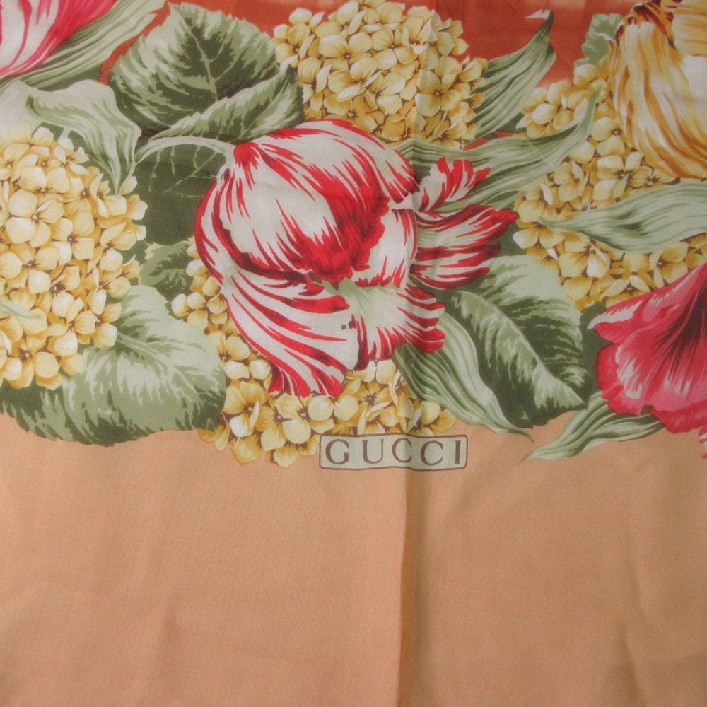 GUCCI グッチ スカーフ 大判サイズ シルク100% マルチ柄 O19 グッチ 花