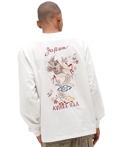 新品 [Avirex] [アヴィレックス] SOUVENIR L/S T-SHIRT DRAGONu0026 CHERRY BLOSSOMS スーベニア 長袖 Tシャツ ドラゴンu0026チェリーブロッサム メンズ M 030 ホワイト 783-6130004