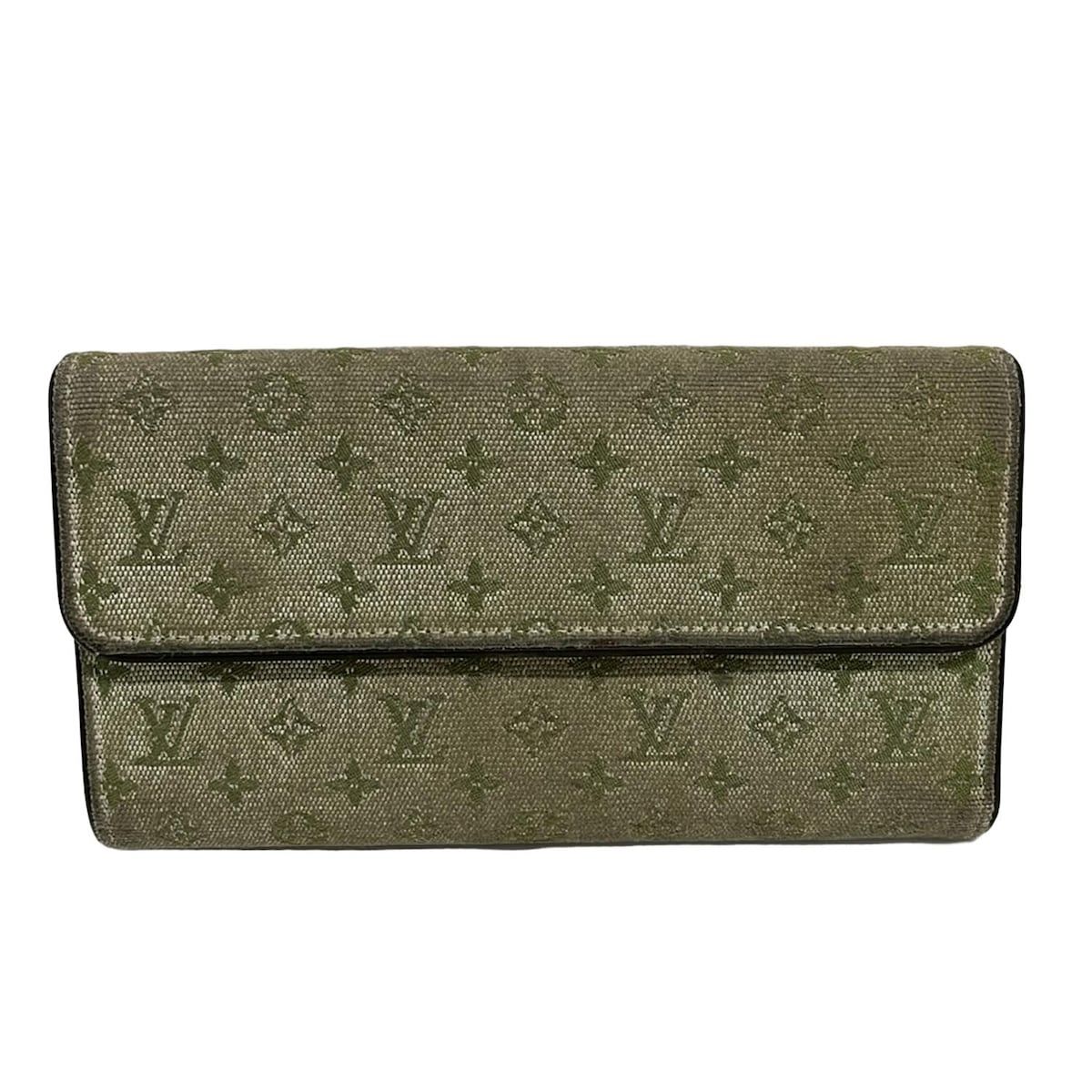 ルイヴィトン 長財布 LOUIS カーキ VUITTON モノグラムミニ 