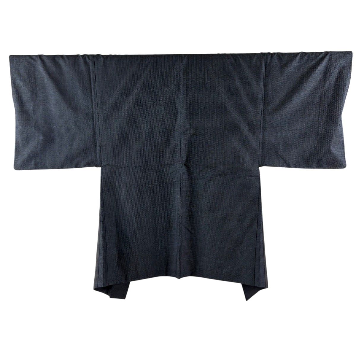 男着物 身丈95cm 裄丈68cm S 羽織 紬地 亀甲絣 濃紺 正絹 優品 【中古】