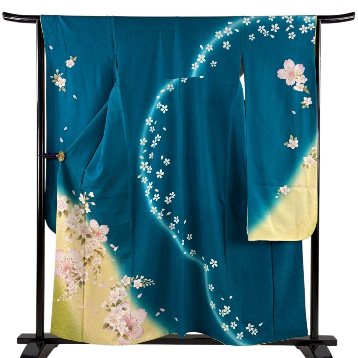振袖 美品 秀品 薔薇 桜 金彩 染め分け ピンク 袷 身丈158cm 裄丈66cm 