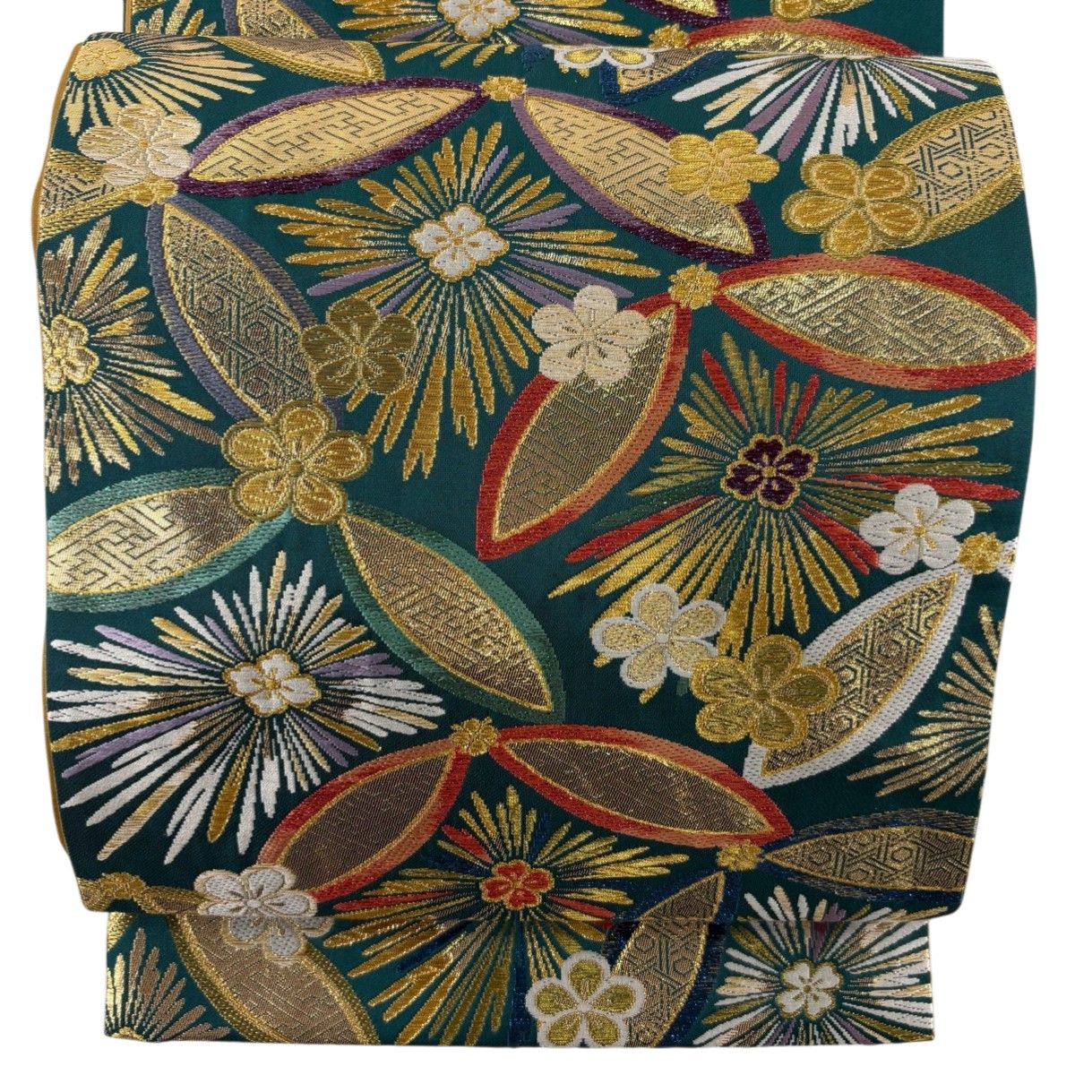 袋帯 秀品 浮線綾文 花鳥 箔 金糸 金色 六通 正絹 【】 【公式通販】