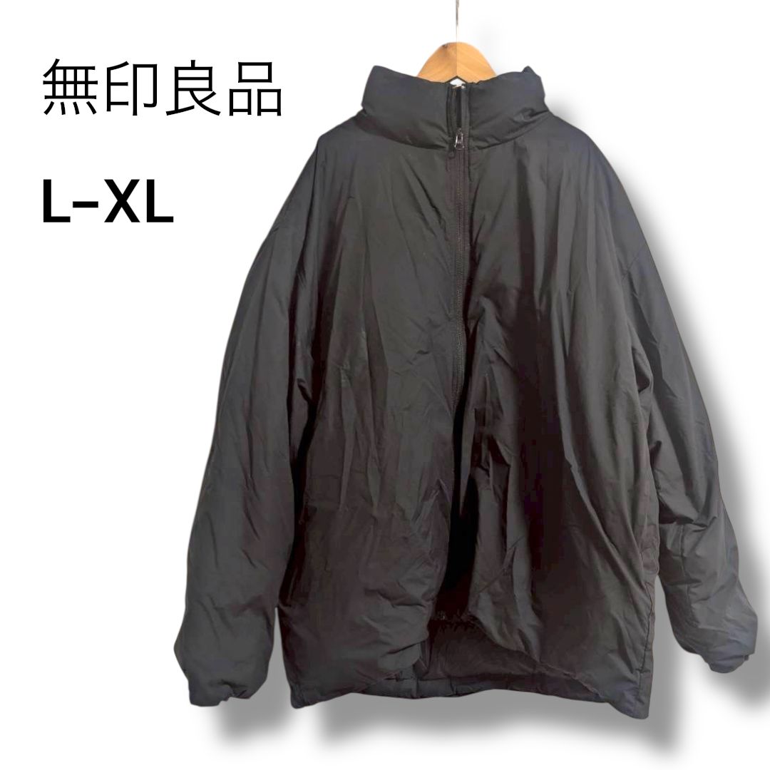 a2224 無印良品 高密度織り 撥水 ダウンジャケット ブラック L-XL 