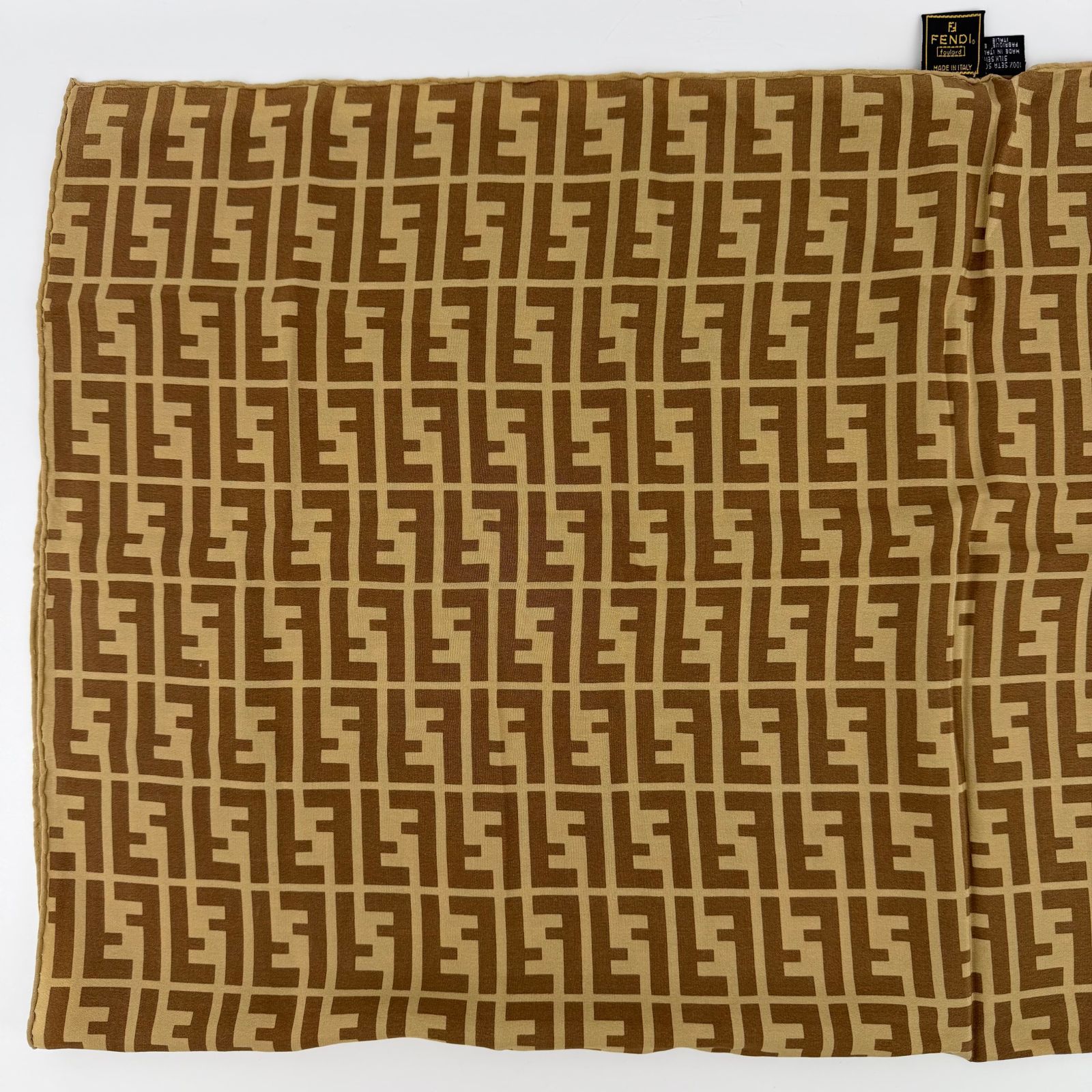 中古】FENDI フェンディ スカーフ ブラウン シルク ヴィンテージ