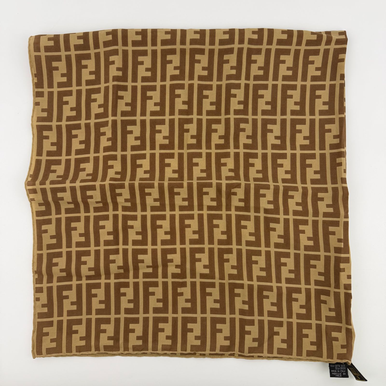 中古】FENDI フェンディ スカーフ ブラウン シルク ヴィンテージ