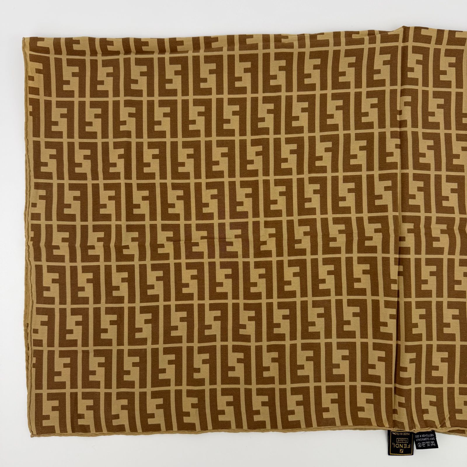 中古】FENDI フェンディ スカーフ ブラウン シルク ヴィンテージ