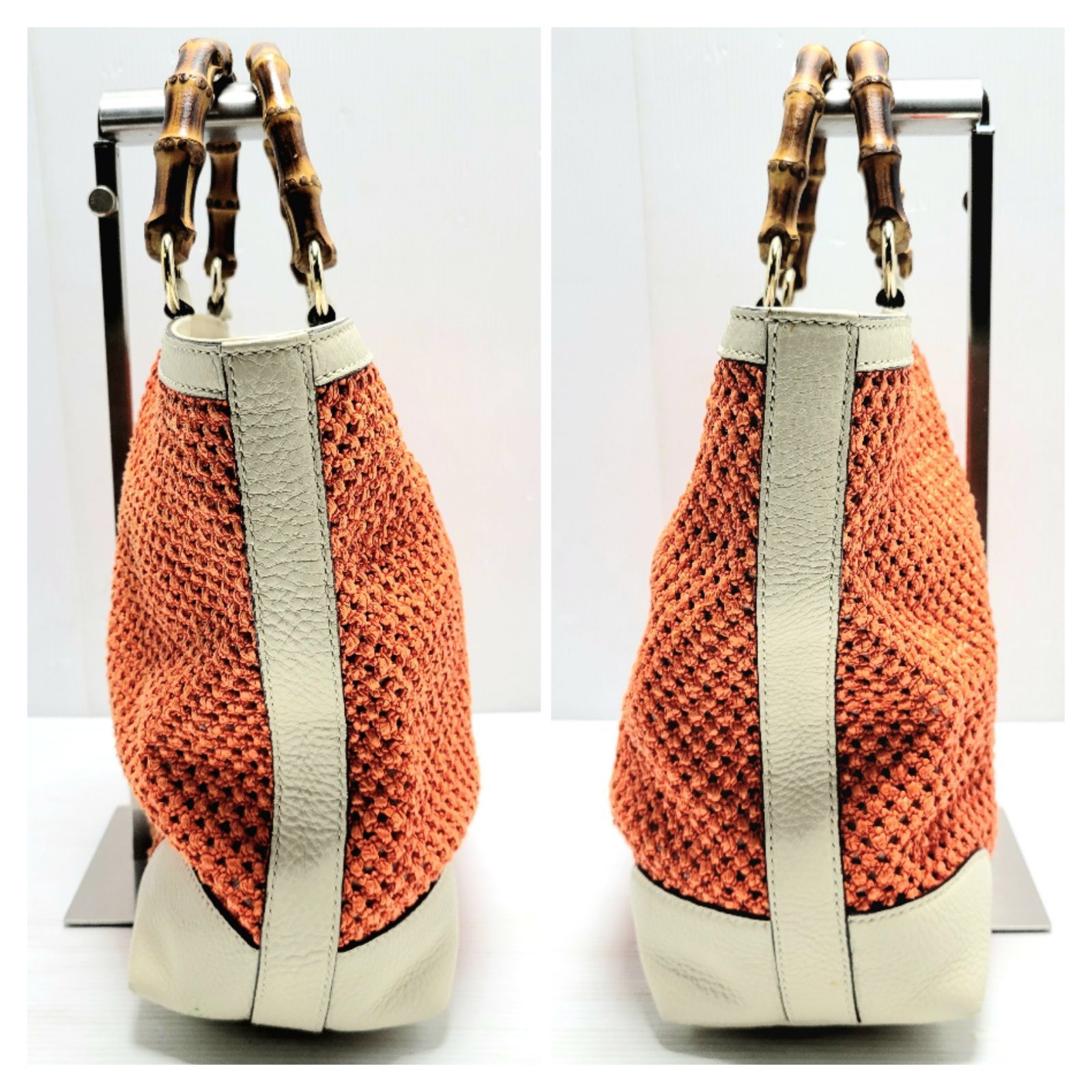 現状品】GUCCI グッチ バンブー ストローメッシュトートバッグ 338965 