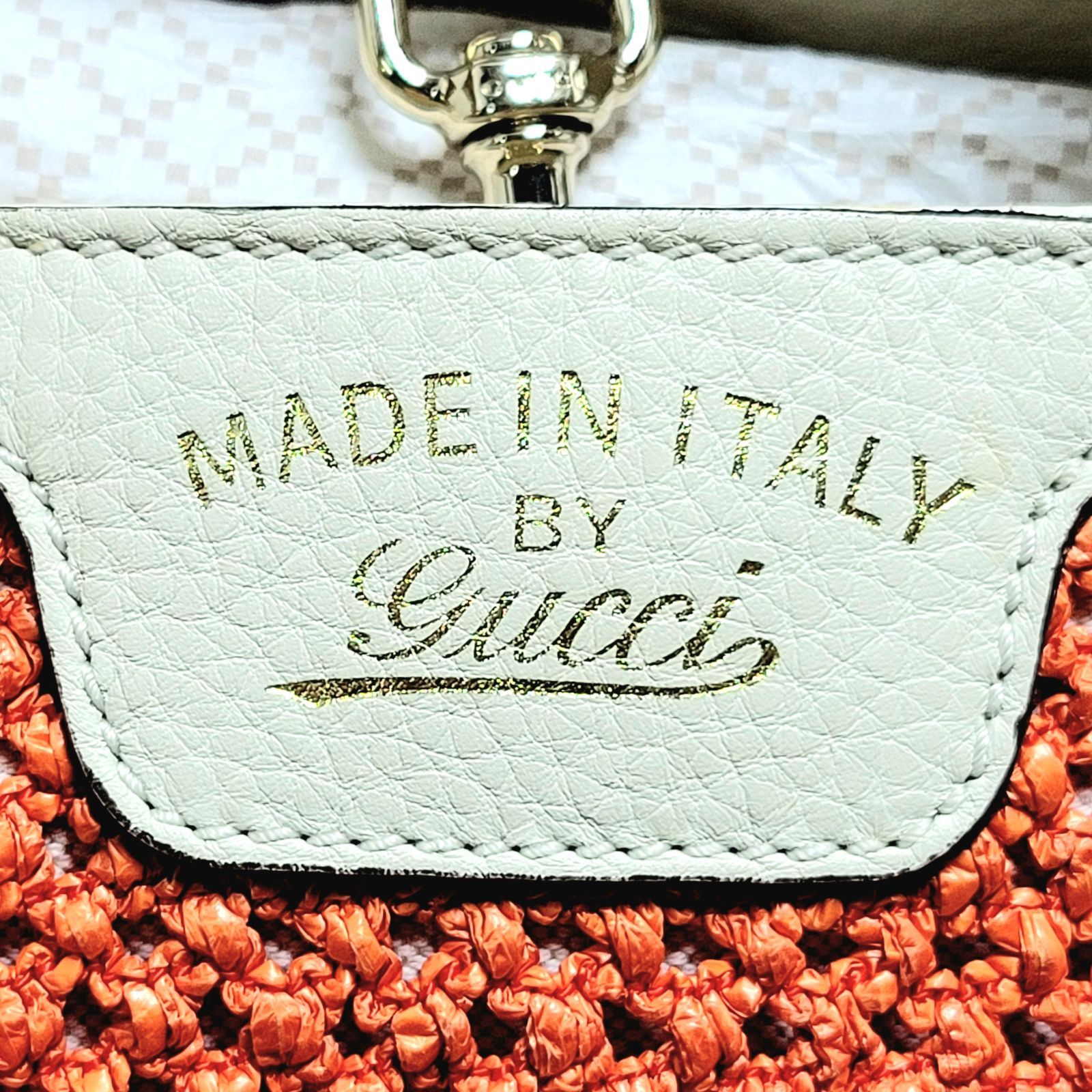 現状品】GUCCI グッチ バンブー ストローメッシュトートバッグ 338965 