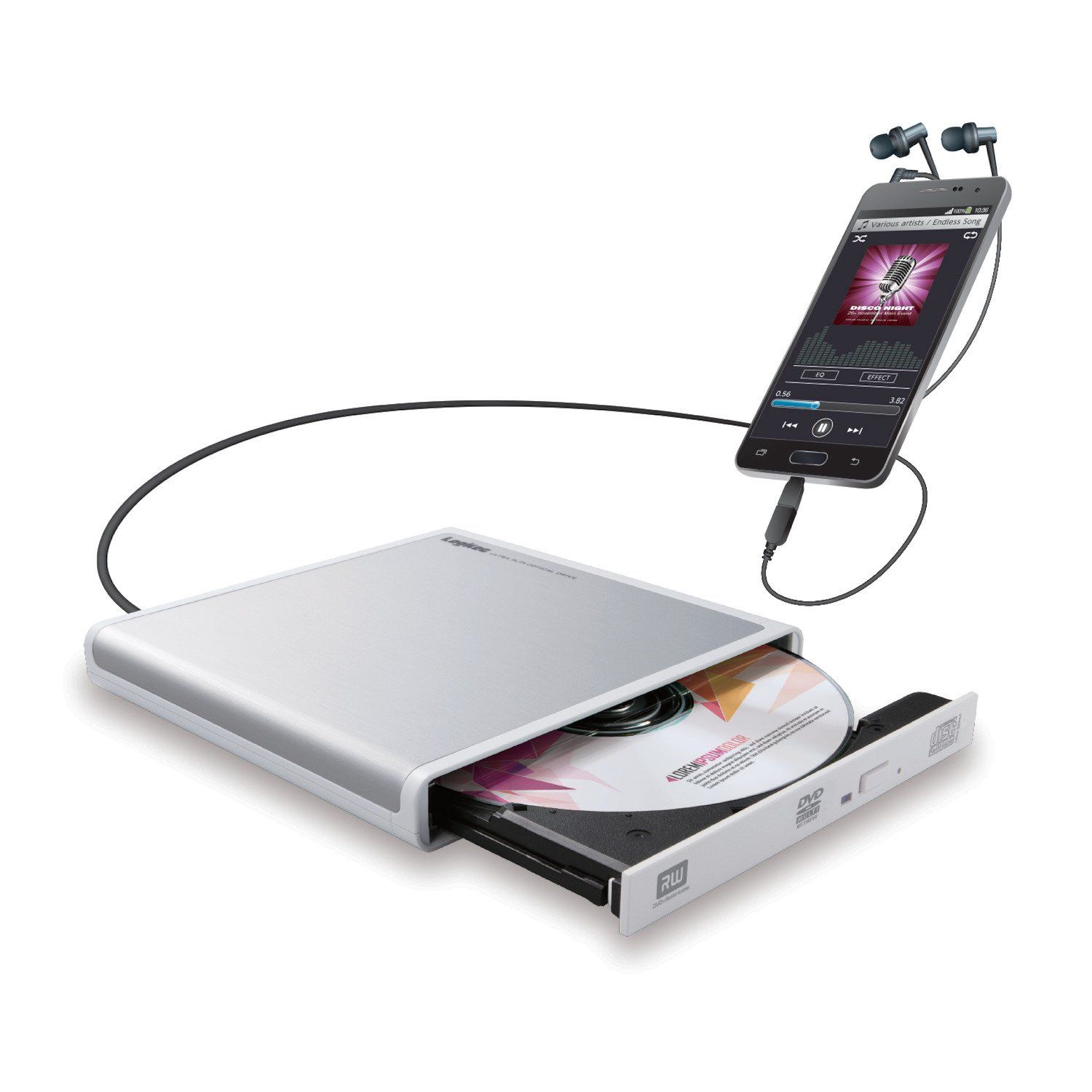 ロジテック CDドライブ スマホ タブレット向け 音楽CD取り込み USB2.0 Type-C変換アダプタ付 ホワイト LDR-PMJ8U2RWH [ホワイト]