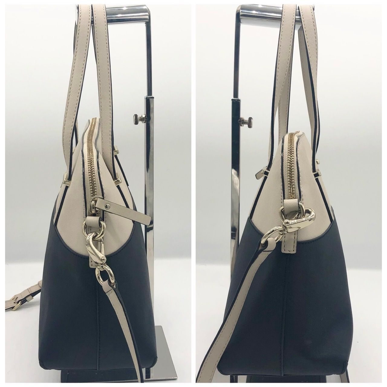 kate spade ケイトスペード 2WAYバッグ ショルダー バイカラー 白黒 