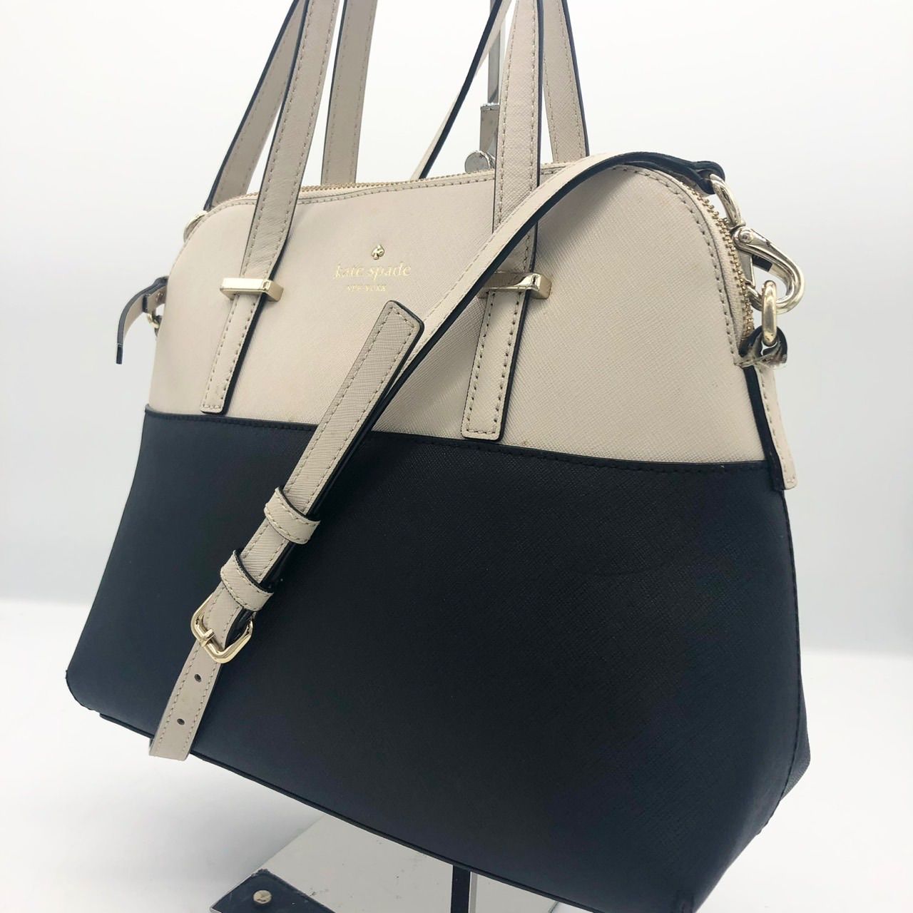 kate spade ケイトスペード 2WAYバッグ ショルダー バイカラー 白黒 