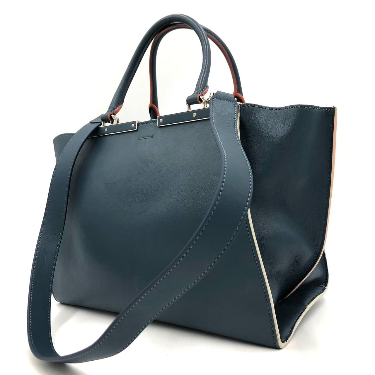 【特大容量】FENDI 2way ボストンバッグ　出張　旅行　南京錠　鍵　ペカン FENDI フェンディ トロワジュール 2WAY ボストンバッグ トラベル 旅行